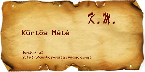 Kürtös Máté névjegykártya